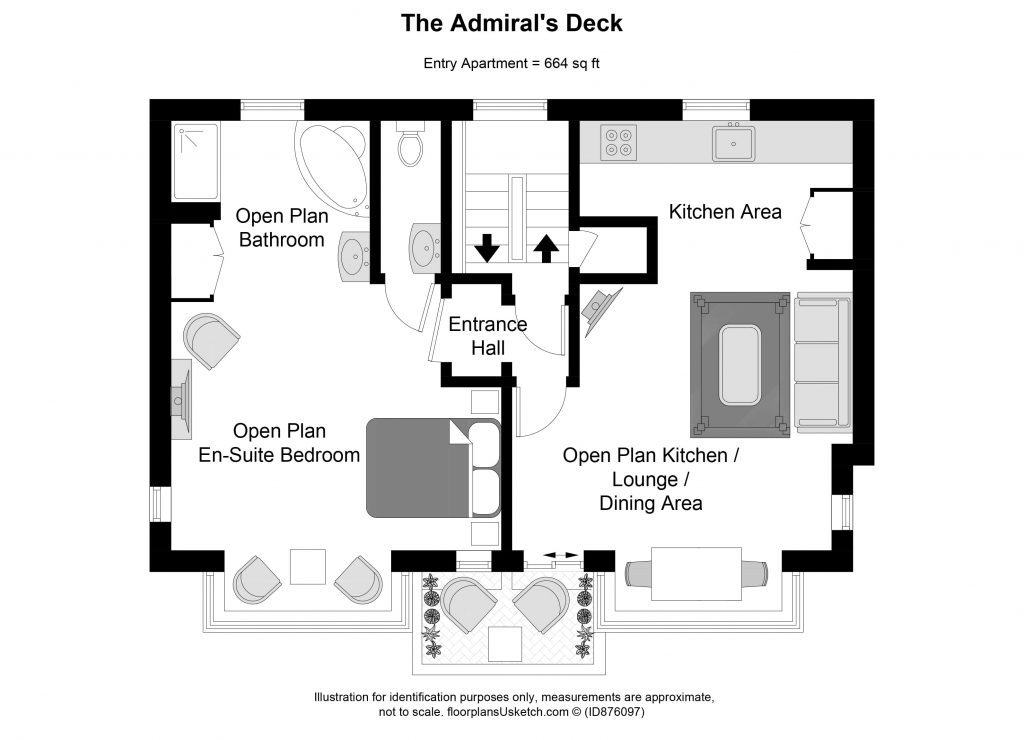 Floorplan Admirals Deck Luxury self-catering Apartment in Hythe, Kent
